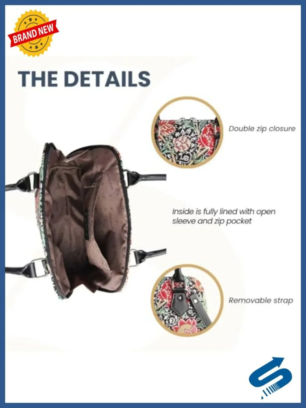 Woven Tapestry Faux Leather Crossbody Satchel Bag